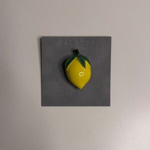 Talbots Yellow Lemon Pin with Green Leaf